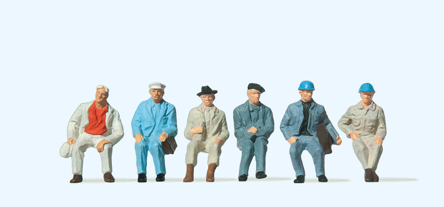 Preiser 14145 Seated Workers (6) Standard Figure Set HO