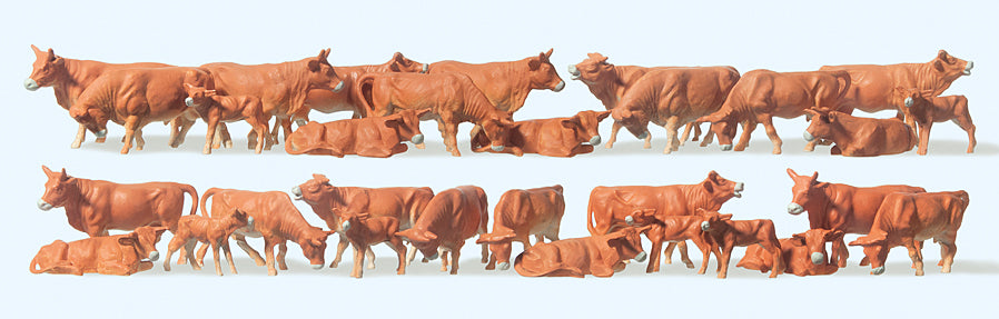 Preiser 14409 Brown Cows (30) Standard Figure Set HO