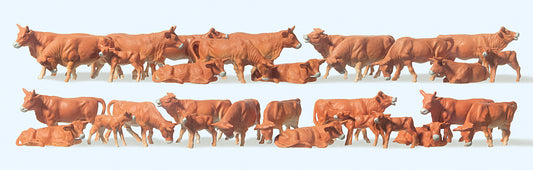 Preiser 14409 Brown Cows (30) Standard Figure Set HO