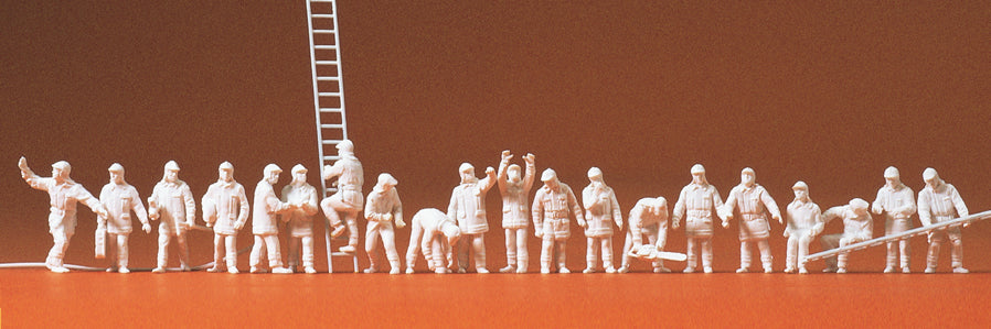 Preiser 16351 Firemen (20) Unpainted Figures HO