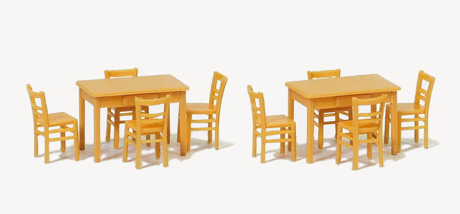 Preiser 17218 Wooden Tables (2) and Chairs (8) Kit HO