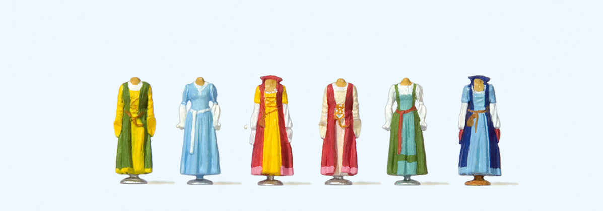 Preiser 24767 Medieval Costumes on Stands (6) Exclusive Figure Set HO