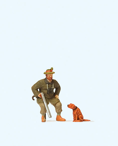 Preiser 28129 Huntsman Seated with Dog Figure HO