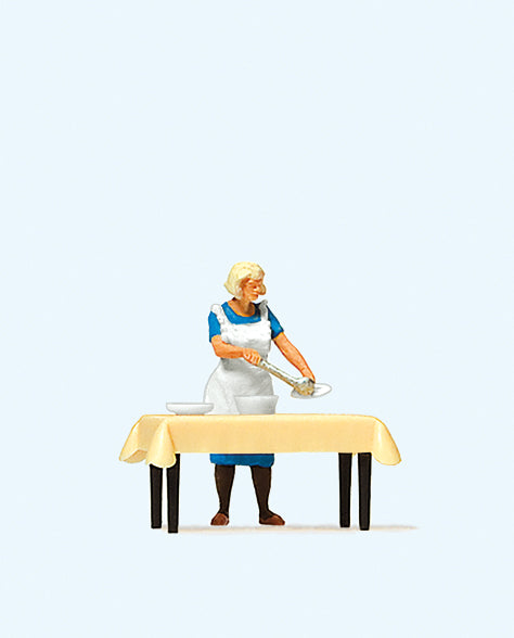 Preiser 28130 Housewife at the Table Serving Dinner Figure HO