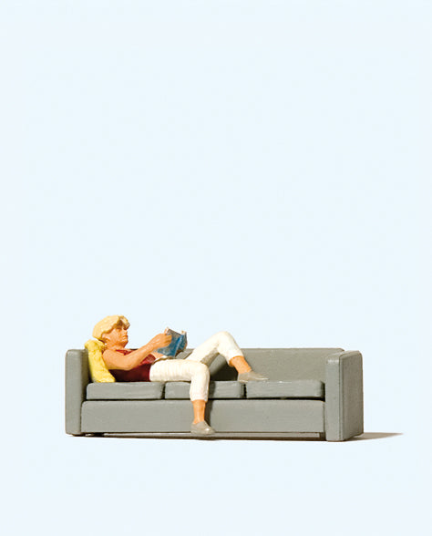 Preiser 28179  Woman Reading on Sofa Figure HO
