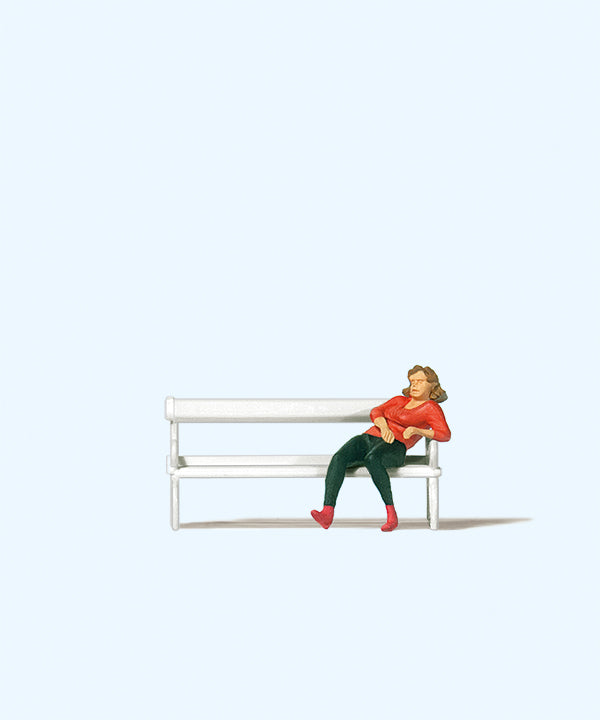 Preiser 28226  Woman Sitting on a Bench Figure HO