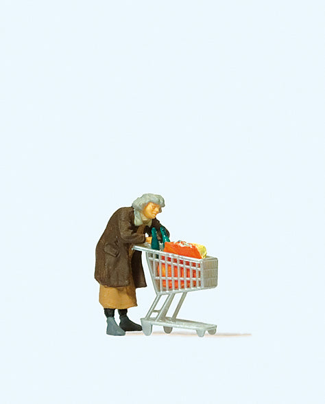 Preiser 29095 Homeless Woman with Trolley Figure HO