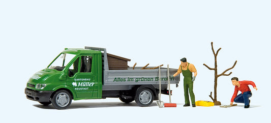 Preiser 33260 Ford Transit Muller Gardening Scene Figure Set HO
