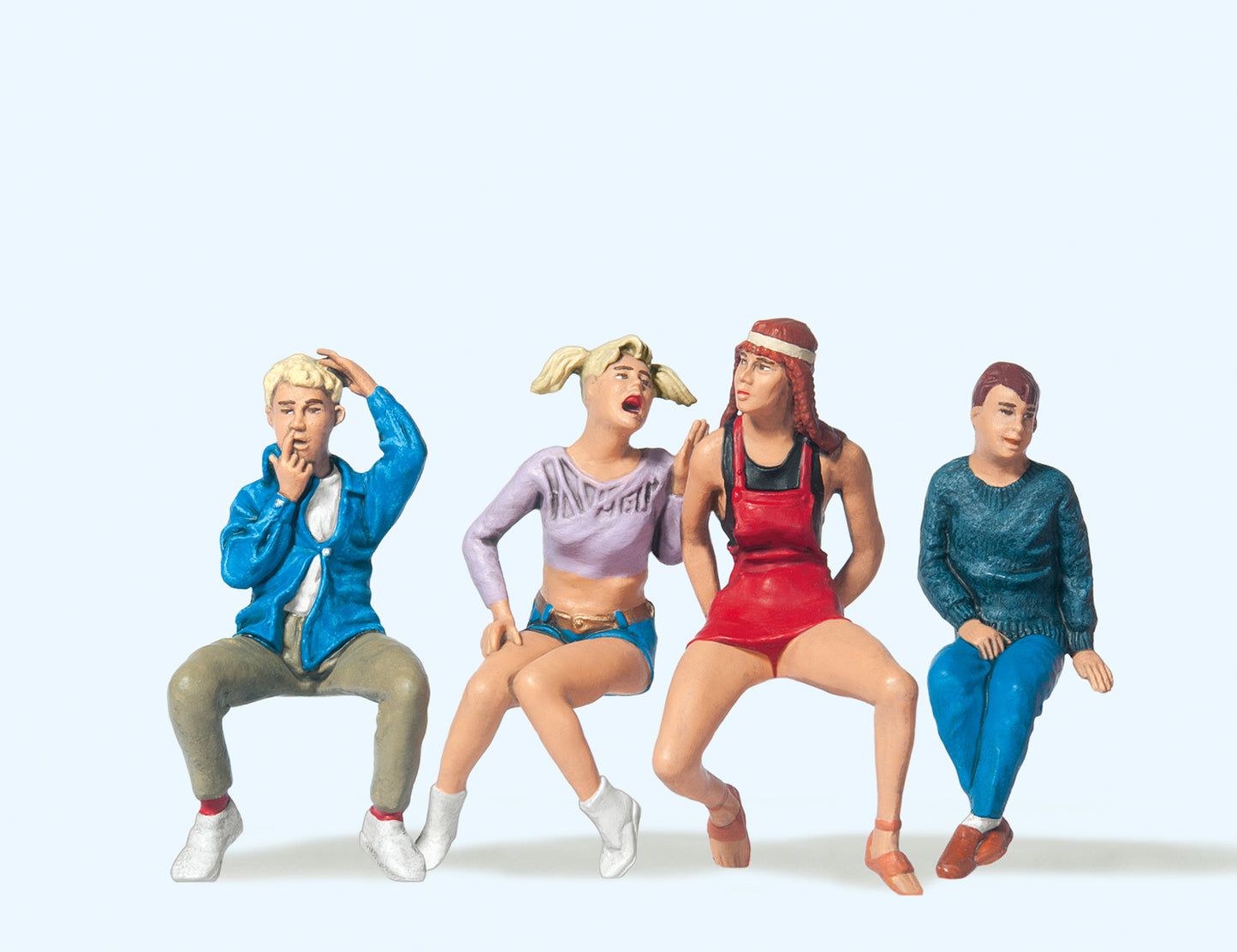 Preiser 45112 Seated Teenagers (4) Figure Set G Gauge