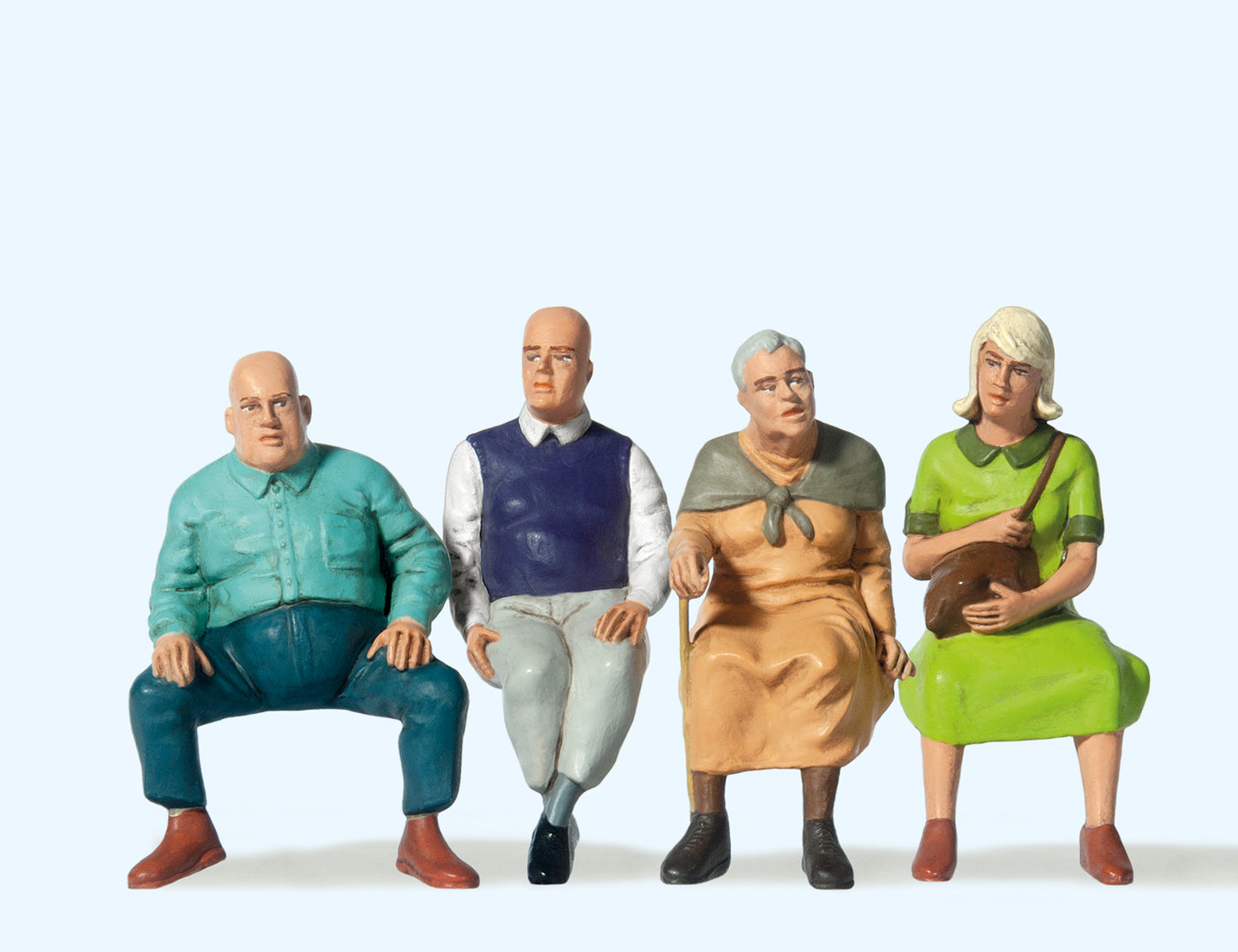 Preiser 45122 Seated Travellers (4) Figure Set G Gauge