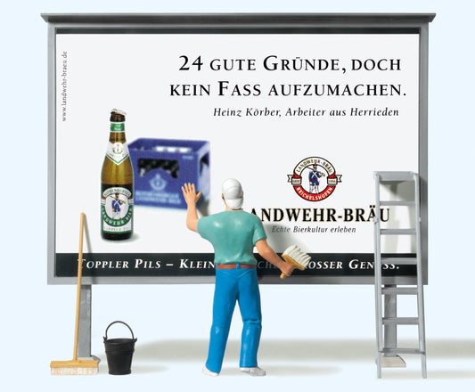 Preiser 45126 Worker Putting up Billboard Figure Set G Gauge
