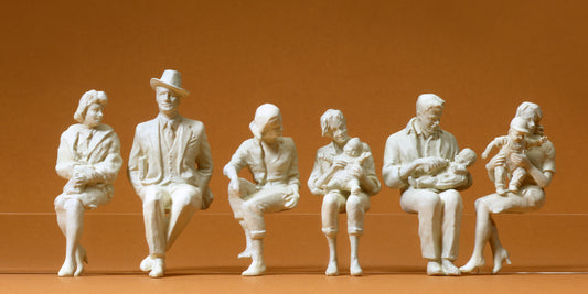 Preiser 45179 Seated Persons (6) Unpainted Figures G Gauge