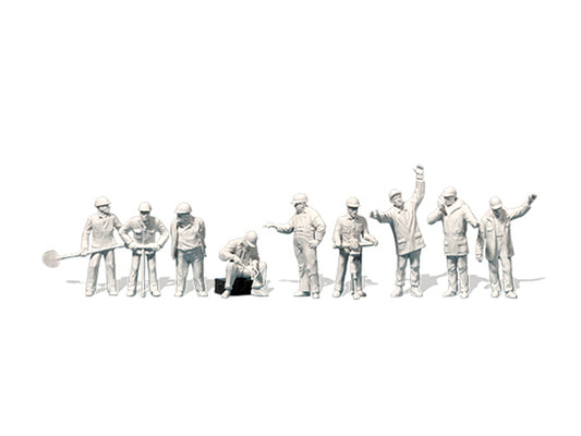 Preiser Track & Railway Workers (9) Unpainted Figure Set PR63003 1 Gauge