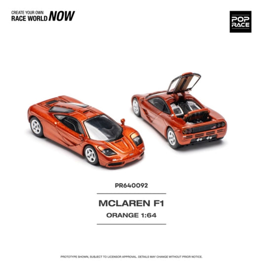Pop Race McLaren F1 Orange 1:64 Diecast Model 640092