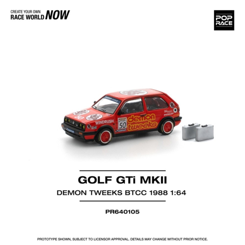 Pop Race PR640105 Golf GTI MKII - Team Demon Tweeks BTCC 1988 1:64 Diecast Car