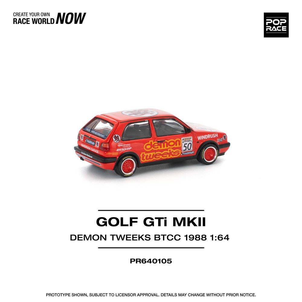 Pop Race PR640105 Golf GTI MKII - Team Demon Tweeks BTCC 1988 1:64 Diecast Car
