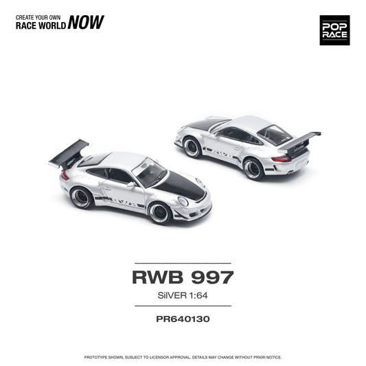 Pop Race RWB 997 Silver 1:64 Diecast Model 640130