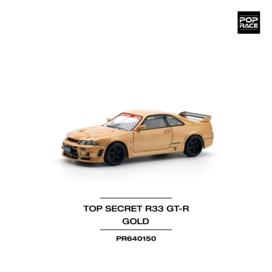 Pop Race Top Secret GT-R R33 - Gold 1:64 Diecast Car PR640150