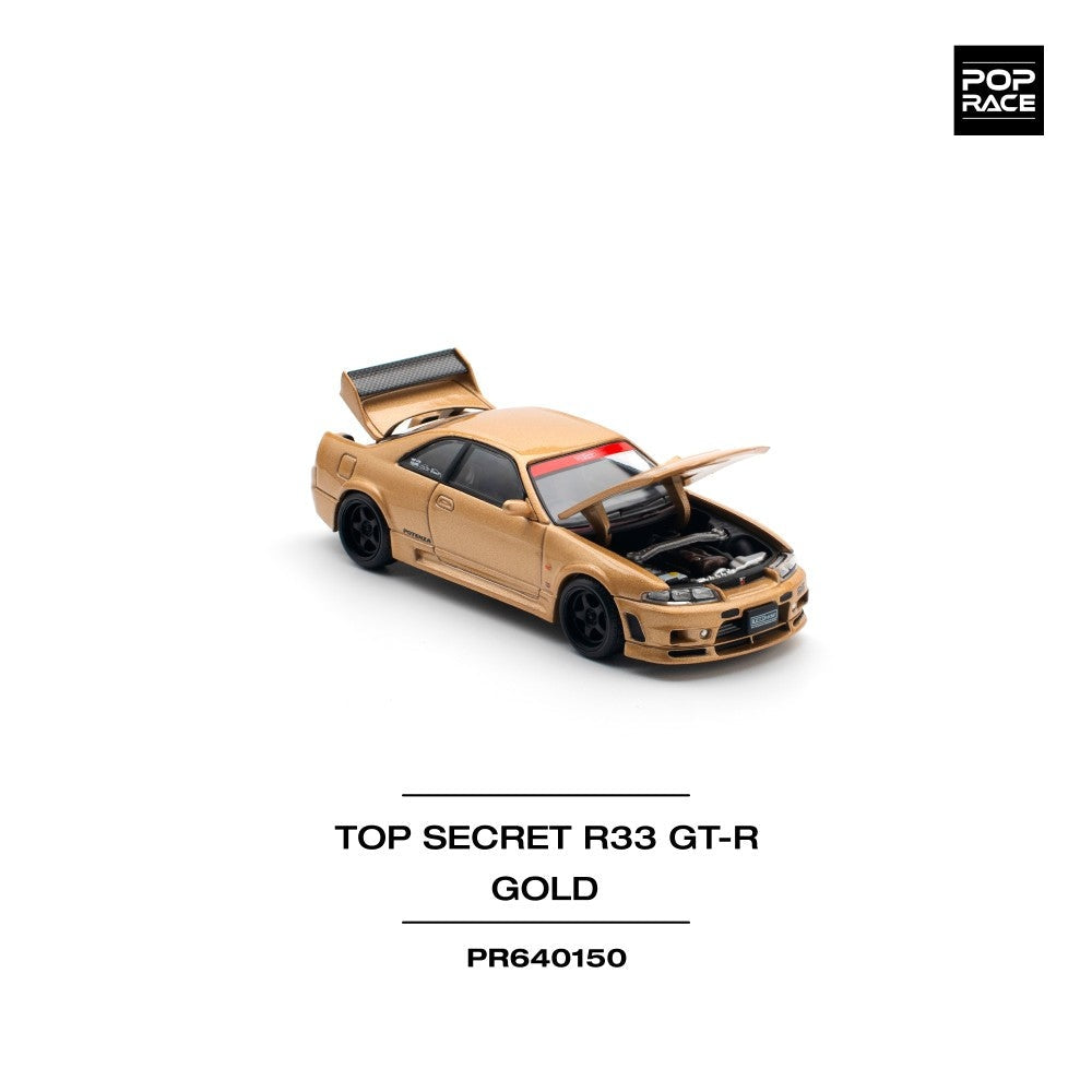 Pop Race Top Secret GT-R R33 - Gold 1:64 Diecast Car PR640150