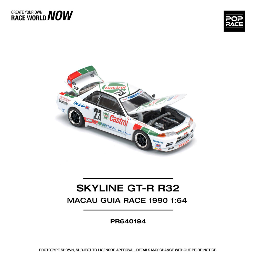 Pop Race Skyline GT-R R32 Macau Guia Race 1990 1:64 Diecast Car 640194