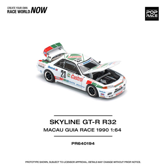 Pop Race Skyline GT-R R32 Macau Guia Race 1990 1:64 Diecast Car 640194