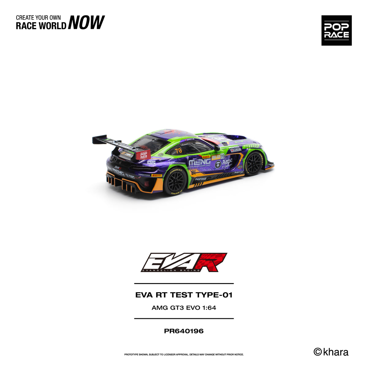 Pop Race EVA RT Test Type-01 AMG GT3 Evo Macau GP 2023 1:64 Diecast Model 640196