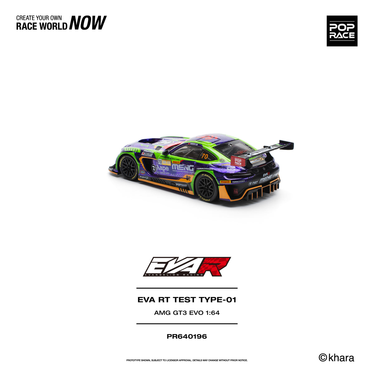 Pop Race EVA RT Test Type-01 AMG GT3 Evo Macau GP 2023 1:64 Diecast Model 640196