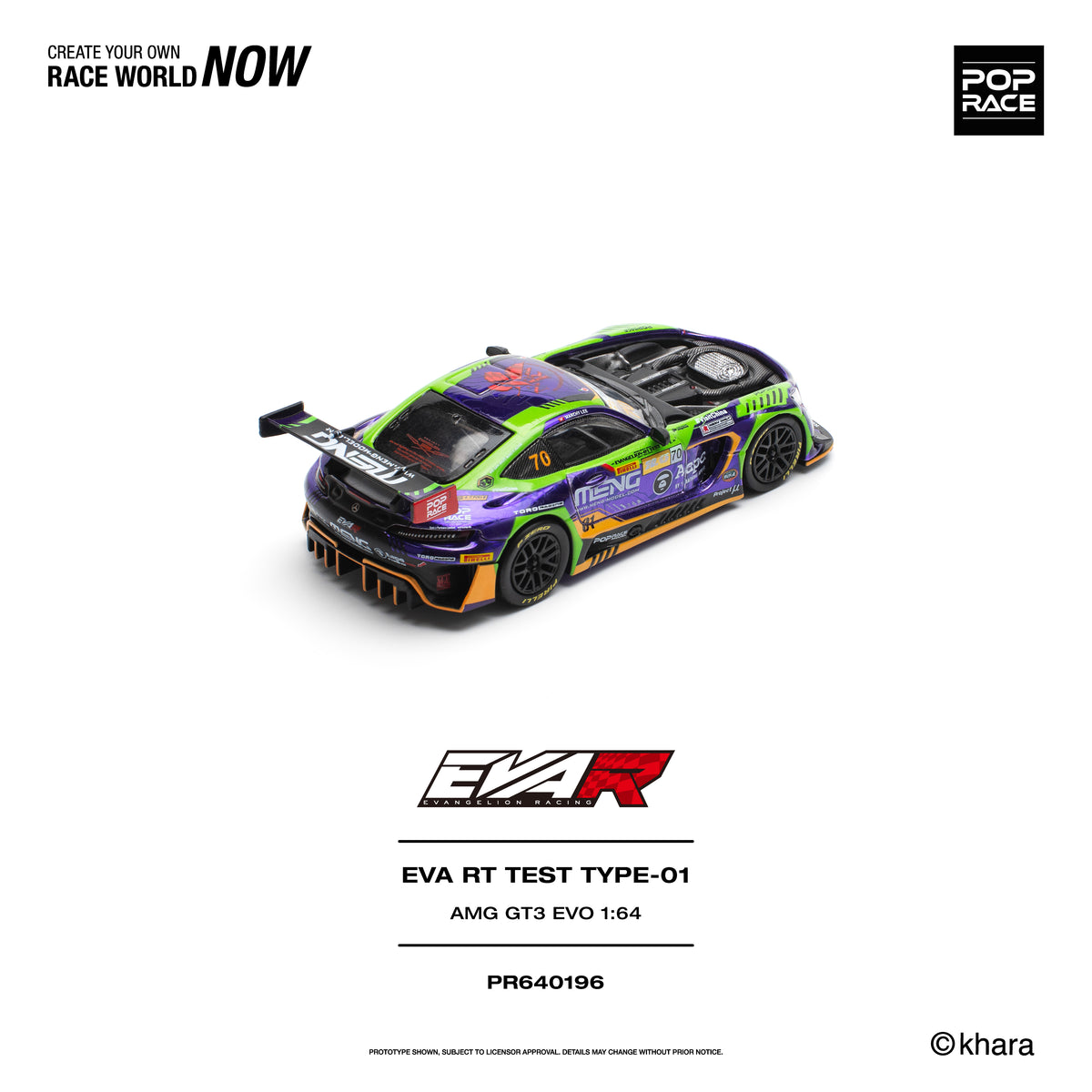 Pop Race EVA RT Test Type-01 AMG GT3 Evo Macau GP 2023 1:64 Diecast Model 640196