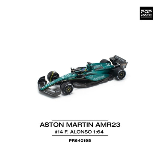 Pop Race Aston Martin AMR23 F1 No.14 F.Alonso 1:64 Car PR640198