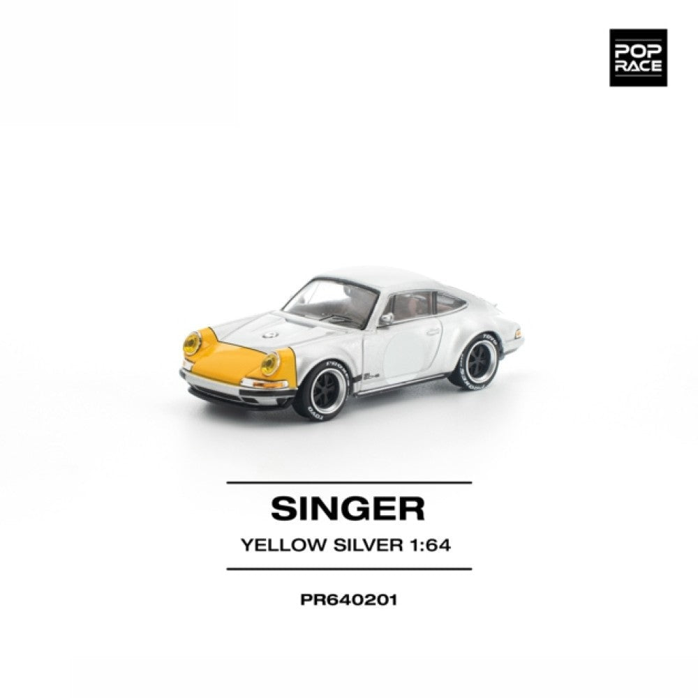 Pop Race Singer 911 SCCS Homage Yellow/Silver 1:64 Car PR640201
