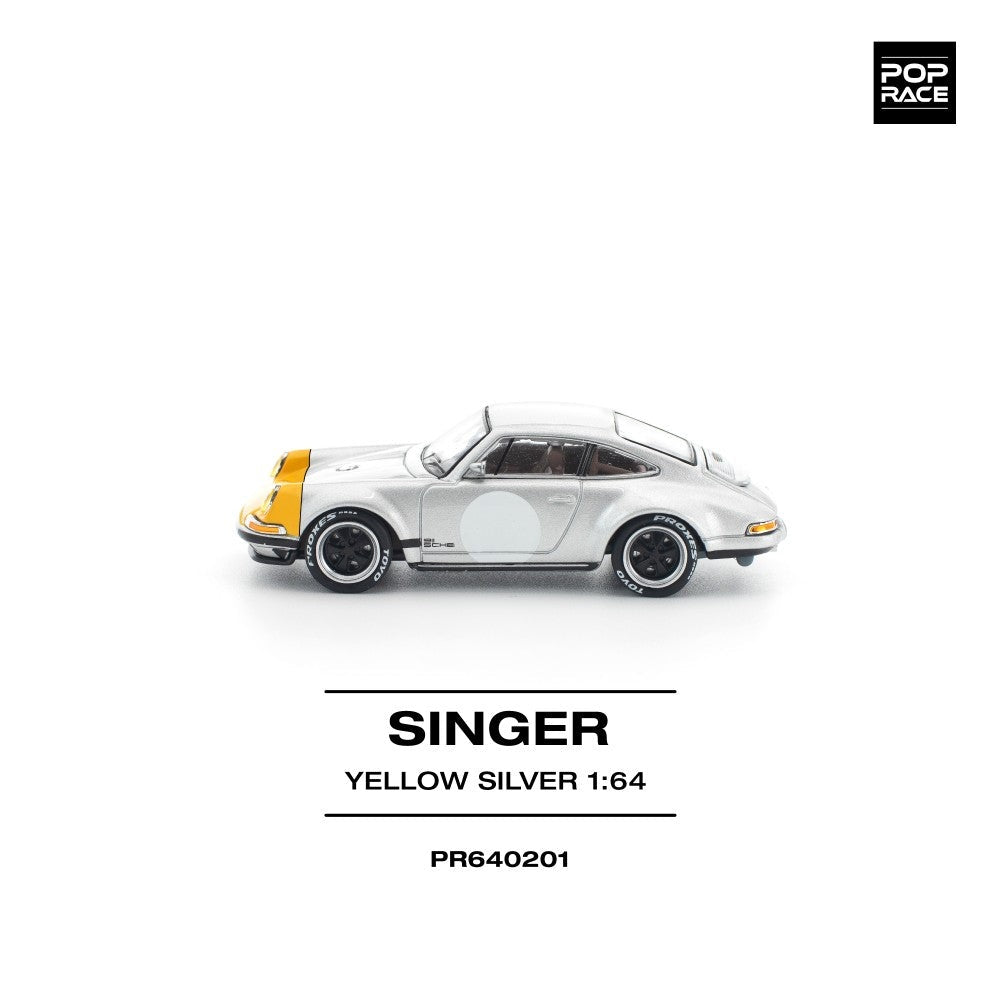 Pop Race Singer 911 SCCS Homage Yellow/Silver 1:64 Car PR640201