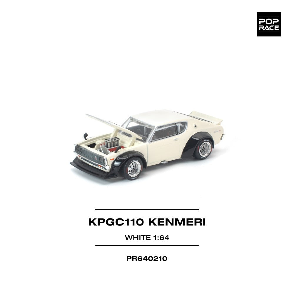 Pop Race KPGC110 Kenmeri White 1:64 Diecast Car PR640210