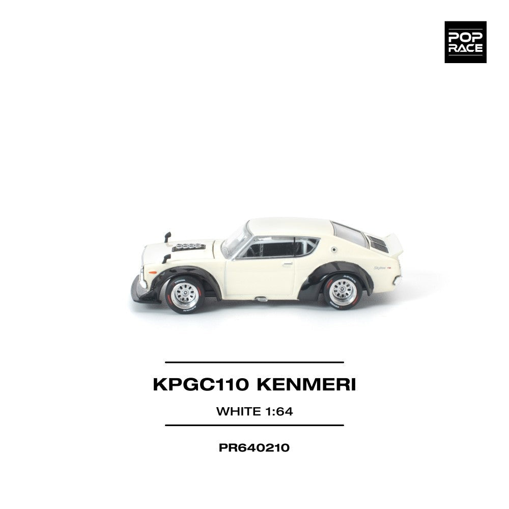 Pop Race KPGC110 Kenmeri White 1:64 Diecast Car PR640210