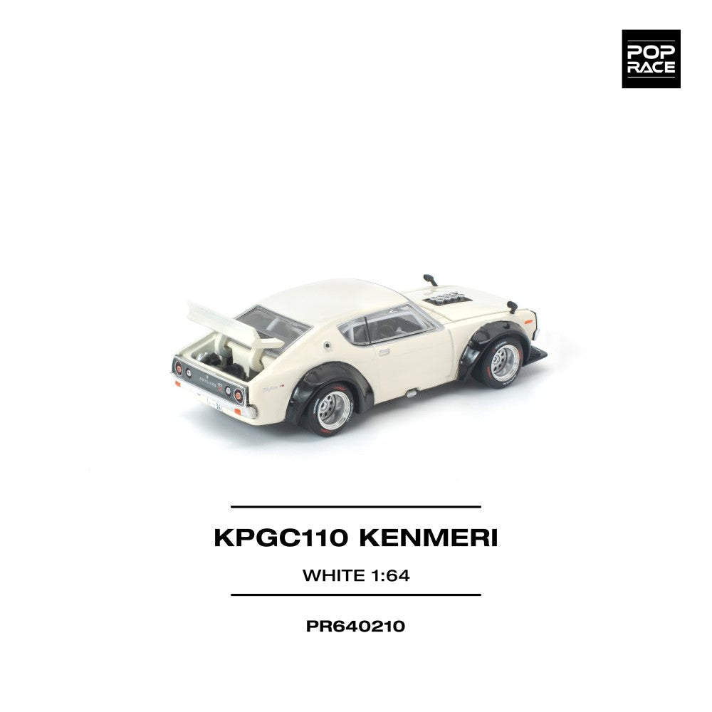 Pop Race KPGC110 Kenmeri White 1:64 Diecast Car PR640210