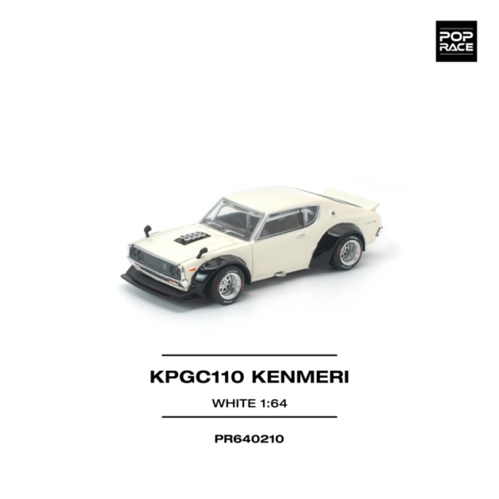 Pop Race KPGC110 Kenmeri White 1:64 Diecast Car PR640210