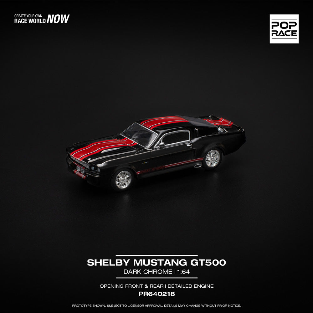 Pop Race Shelby Mustang GT500 Dark Chrome 1:64 Diecast Car 218