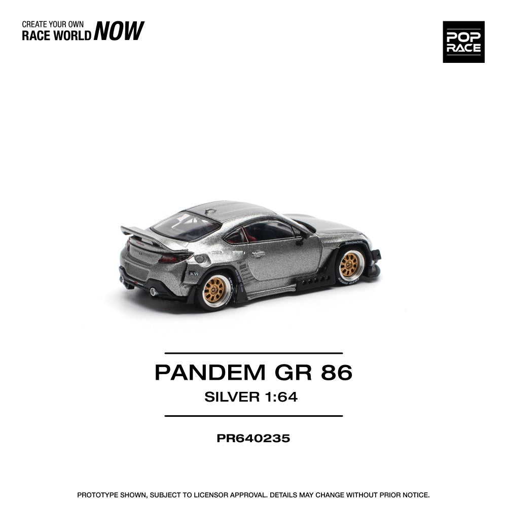 Pop Race Pandem GR86 - Silver (New Tooling) 1:64 Diecast Car