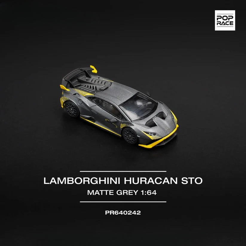 Pop Race Lamborghini Huracan STO Matte Grey 1:64 Diecast Car PR640242