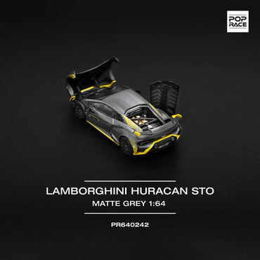 Pop Race Lamborghini Huracan STO Matte Grey 1:64 Diecast Car PR640242
