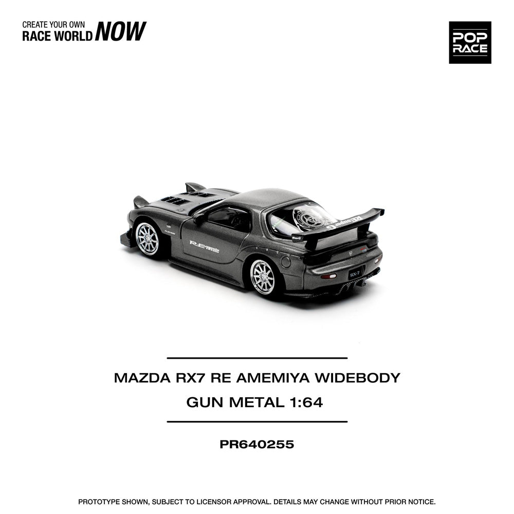 Pop Race Mazda RX-7 RE Amemiya Gun Metal 1:64 Diecast Car 640255