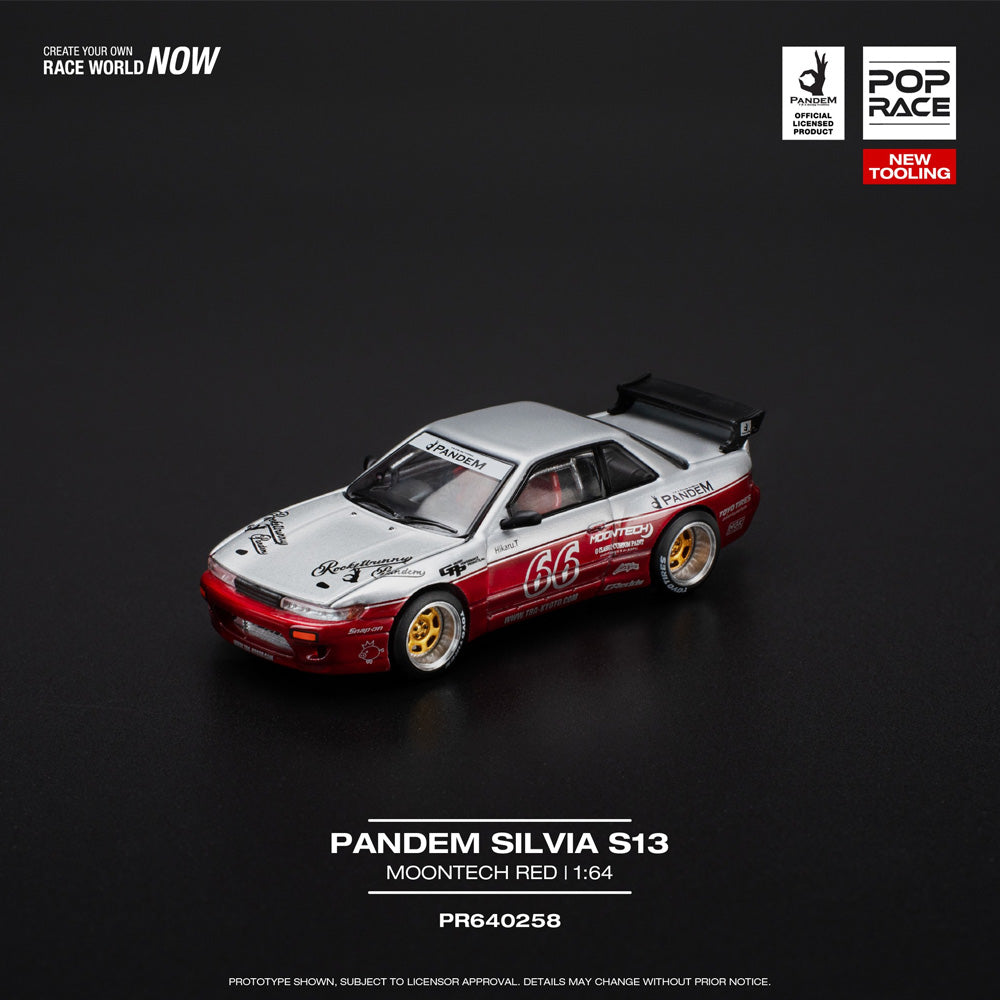 Pop Race Pandem Silvia S13 Moontech Red 1:64 Diecast Car 640258