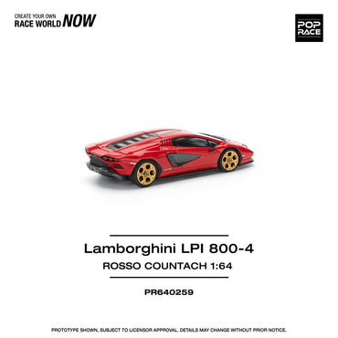 Pop Race PR640259 Lamborghini Countach LPI-800 Rosso 1:64 Diecast Car