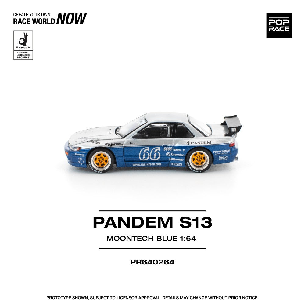 Pop Race Pandem Silvia S13 - Moontech Blue 1:64 Diecast Car PR640264