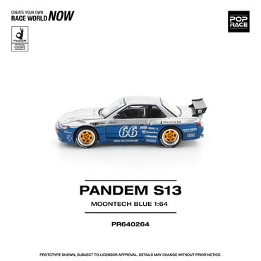 Pop Race Pandem Silvia S13 - Moontech Blue 1:64 Diecast Car PR640264