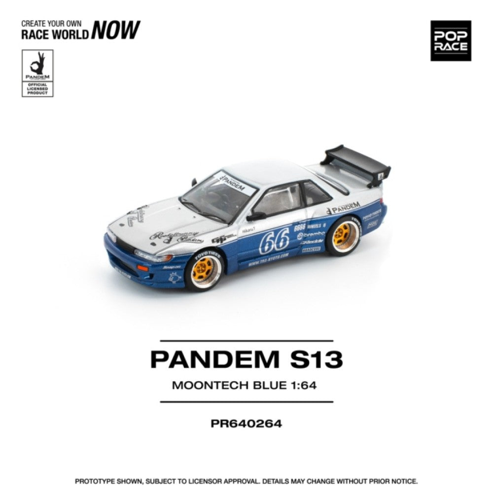 Pop Race Pandem Silvia S13 - Moontech Blue 1:64 Diecast Car PR640264