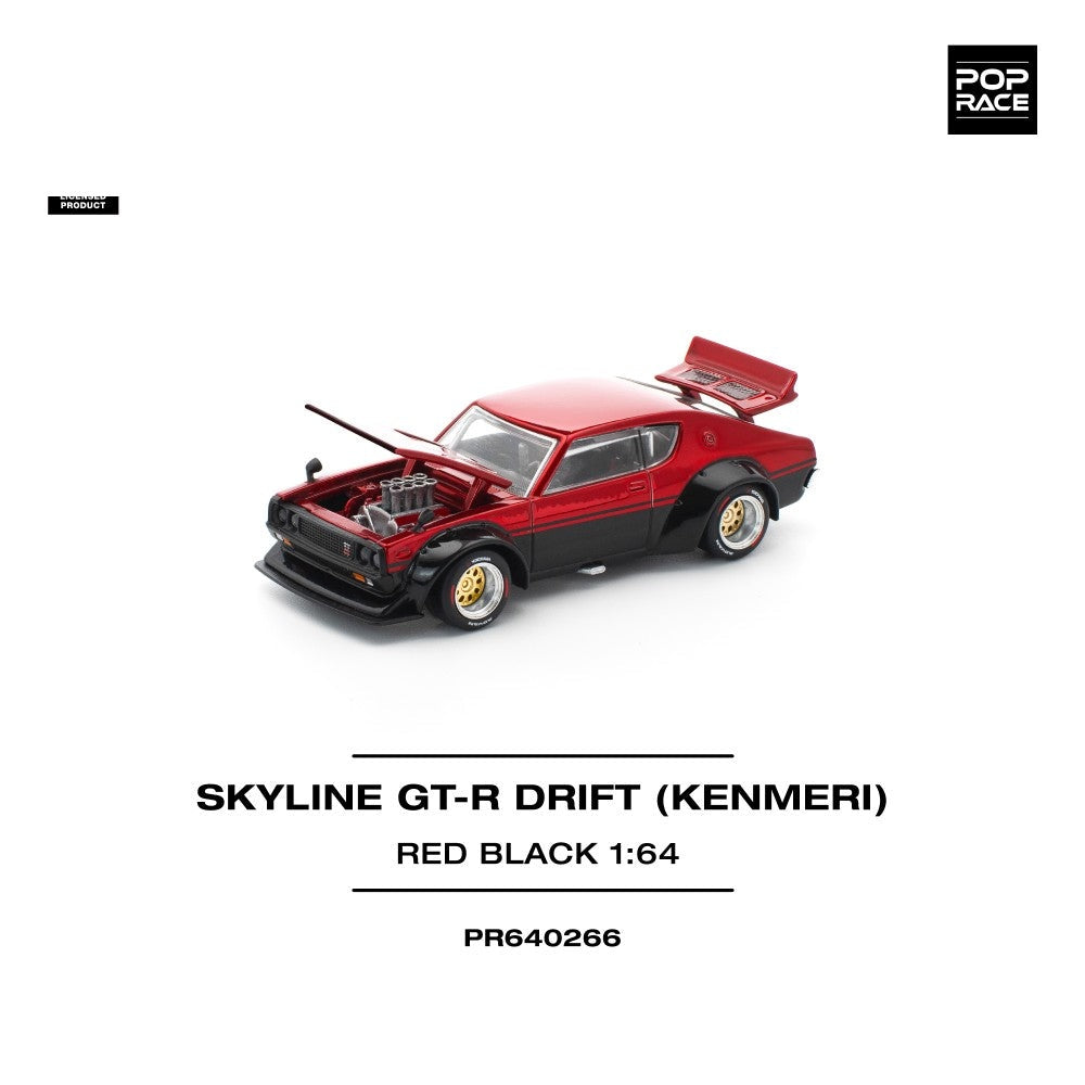 Pop Race Skyline GT-R Drift KPGC110 Kenmeri - Red/Black 1:64 Car PR640266