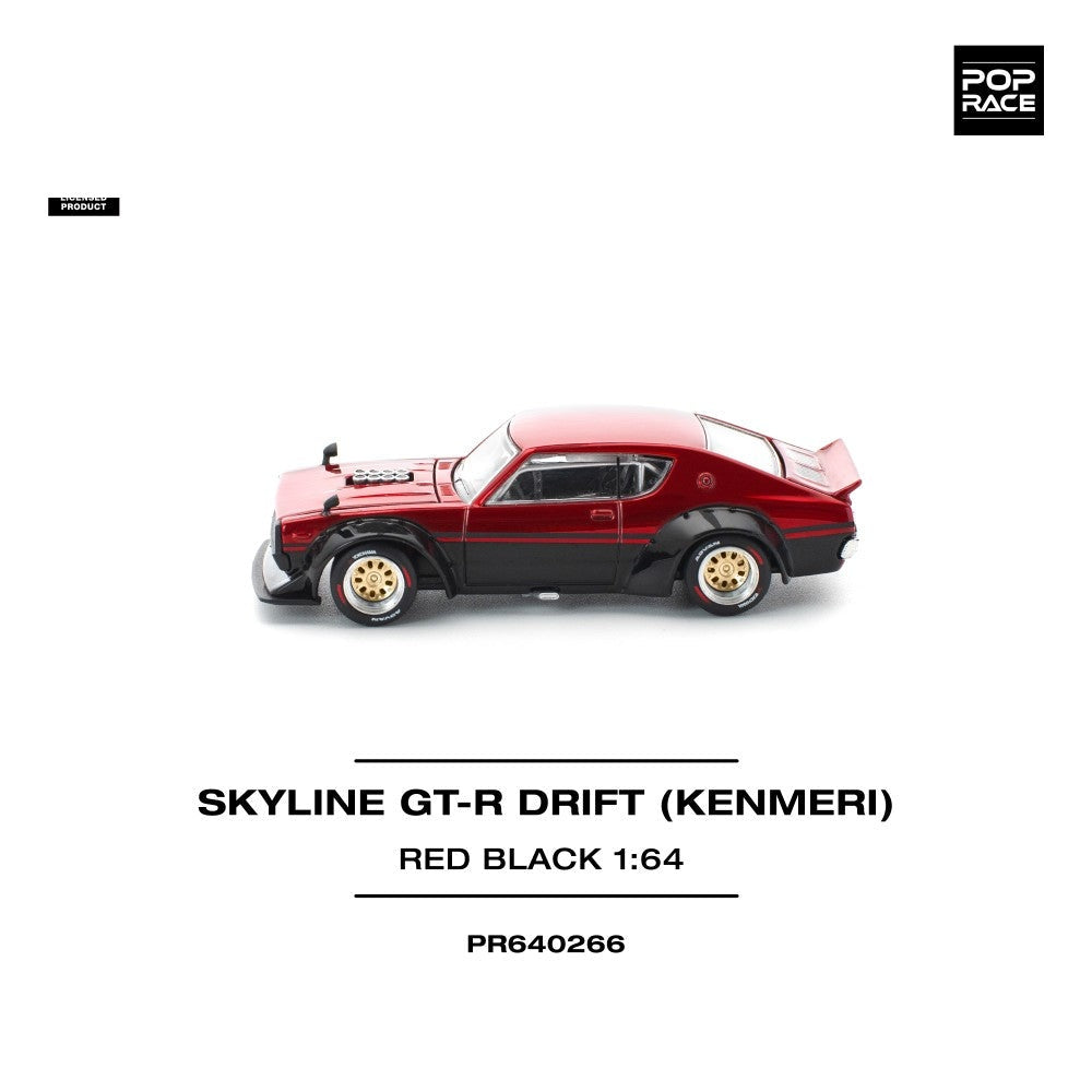 Pop Race Skyline GT-R Drift KPGC110 Kenmeri - Red/Black 1:64 Car PR640266
