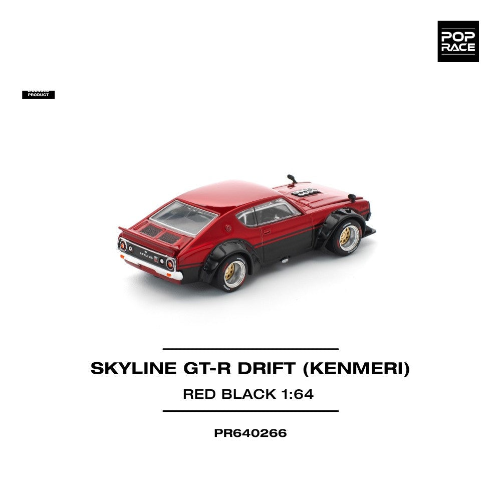 Pop Race Skyline GT-R Drift KPGC110 Kenmeri - Red/Black 1:64 Car PR640266