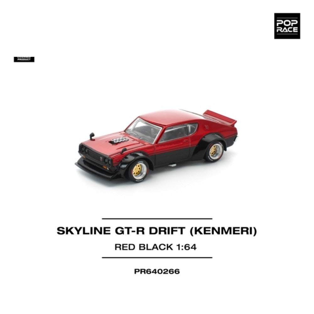 Pop Race Skyline GT-R Drift KPGC110 Kenmeri - Red/Black 1:64 Car PR640266