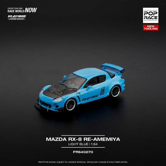 Pop Race Mazda RX-8 RE-Amemiya Light Blue 1:64 Diecast Car 270